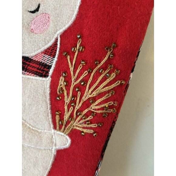NWT Isaac Mizrahi Red Christmas Stocking White Polar Bear 22" Wool Blend - Picture 3 of 6